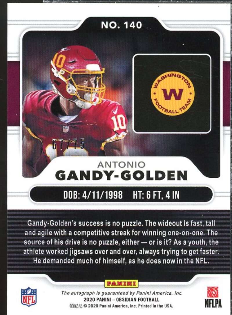 Antonio Gandy-Golden 2020 Obsidian Rookie Autographs Electric Etch Orange #140  Image 2