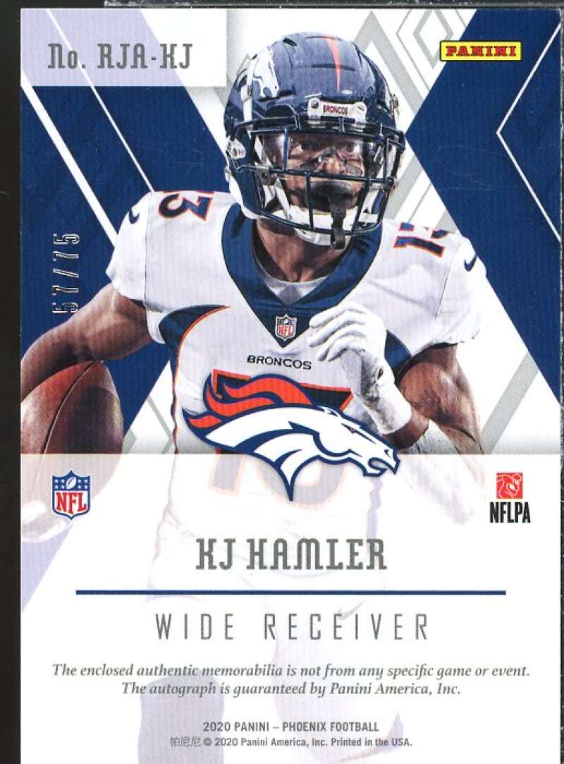 K.J. Hamler RC 2020 Panini Phoenix Rookie Premiere Jersey Autographs Orange #20  Image 2