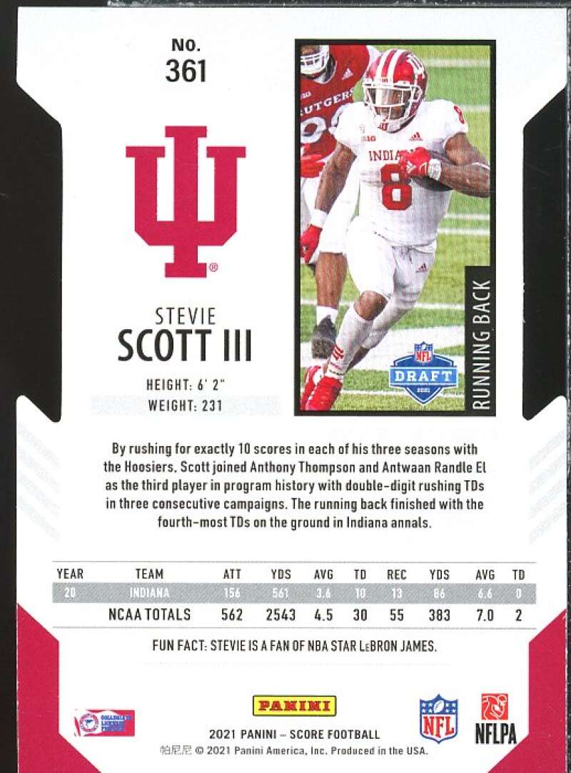 Stevie Scott III Rookie Card 2021 Score Die Cut #361  Image 2