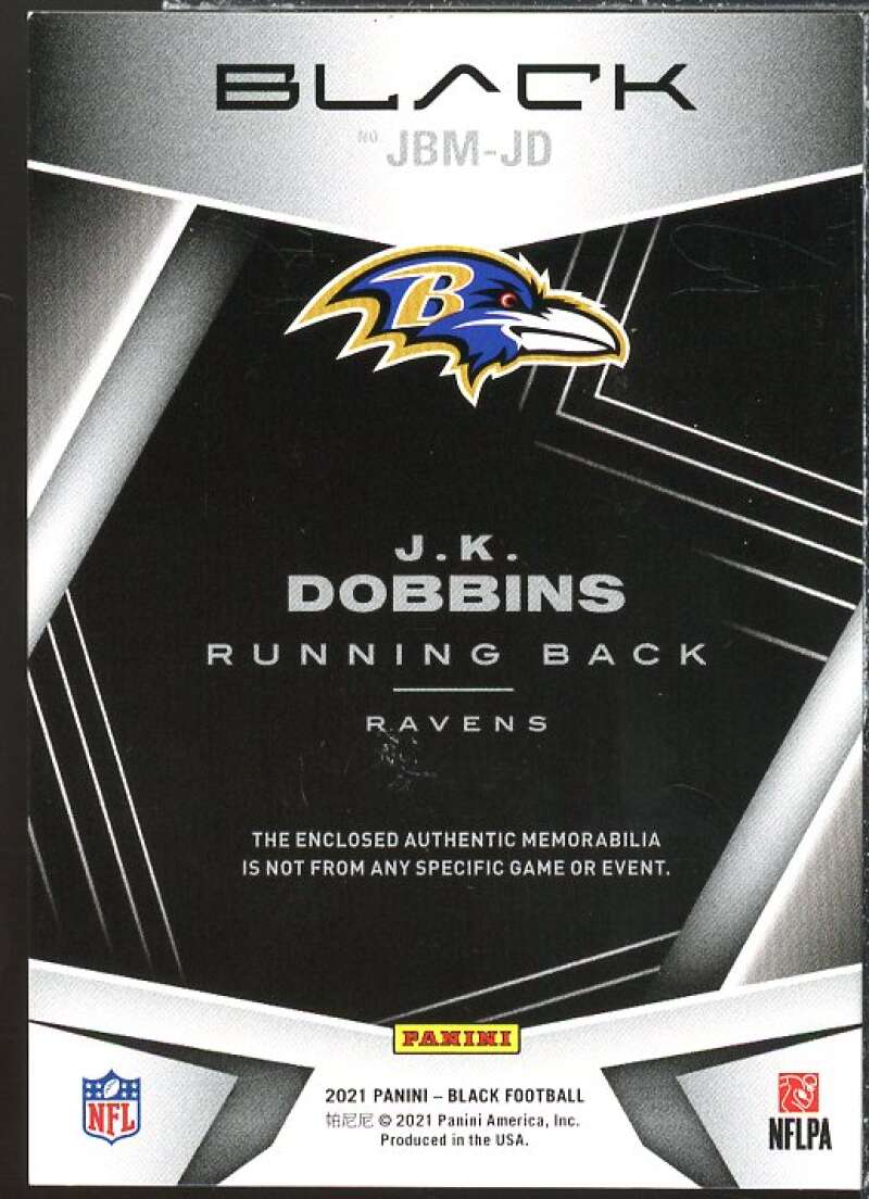 J.K. Dobbins Card 2021 Panini Black Jet Black Materials #9  Image 2