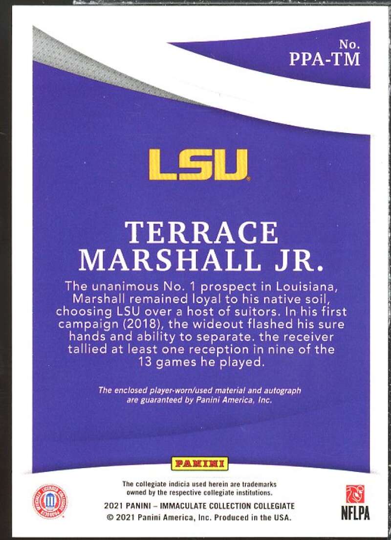 Terrace Marshall Jr. RC 2021 Immaculate Collegiate Premium Patch Rookie AU #115  Image 2