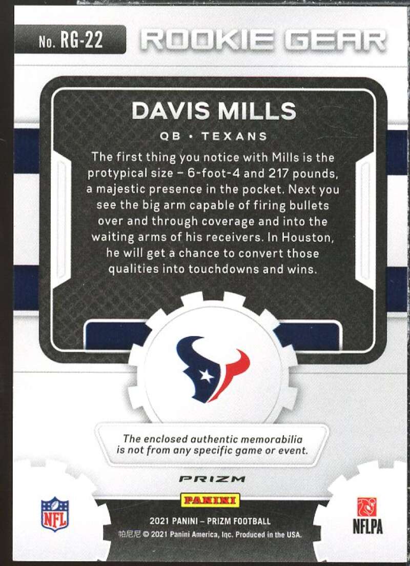 Davis Mills Rookie Card 2021 Panini Prizm Rookie Gear Purple Pulsar #22  Image 2