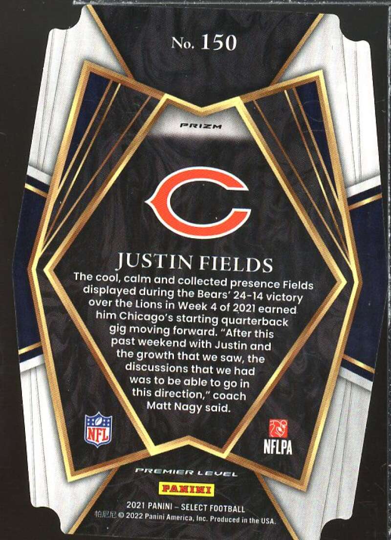 Justin Fields Card 2021 Select Prizm Black and Gold Die Cut #150  Image 2