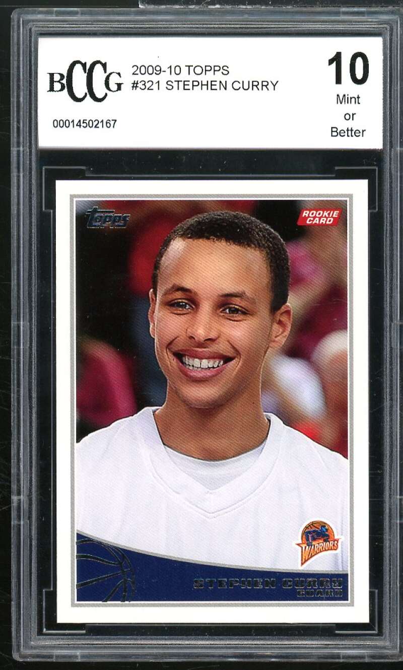 2009-10 Topps #321 Stephen Curry Rookie Card BGS BCCG 10 Mint+ Image 1