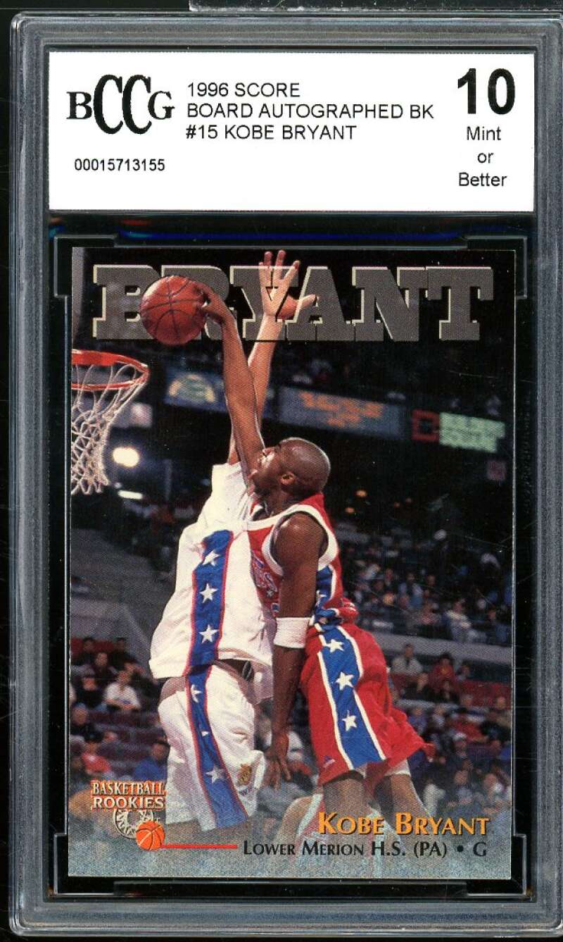 1996 SB Rookies #15 Kobe Bryant Rookie Card BGS BCCG 10 Mint+ Image 1