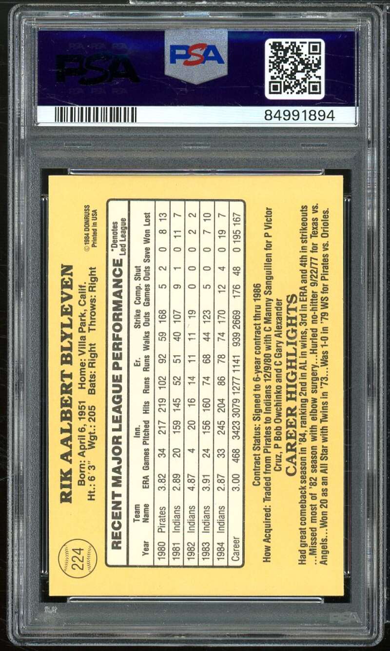 Bert Blyleven Card 1985 Donruss #224 PSA 8 Image 2