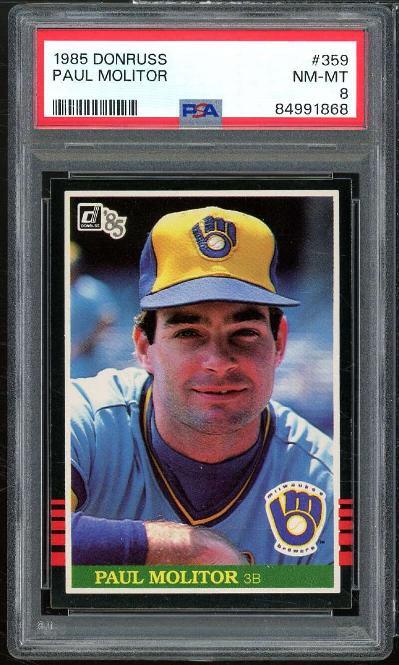 Paul Molitor Card 1985 Donruss #359 PSA 8 Image 1