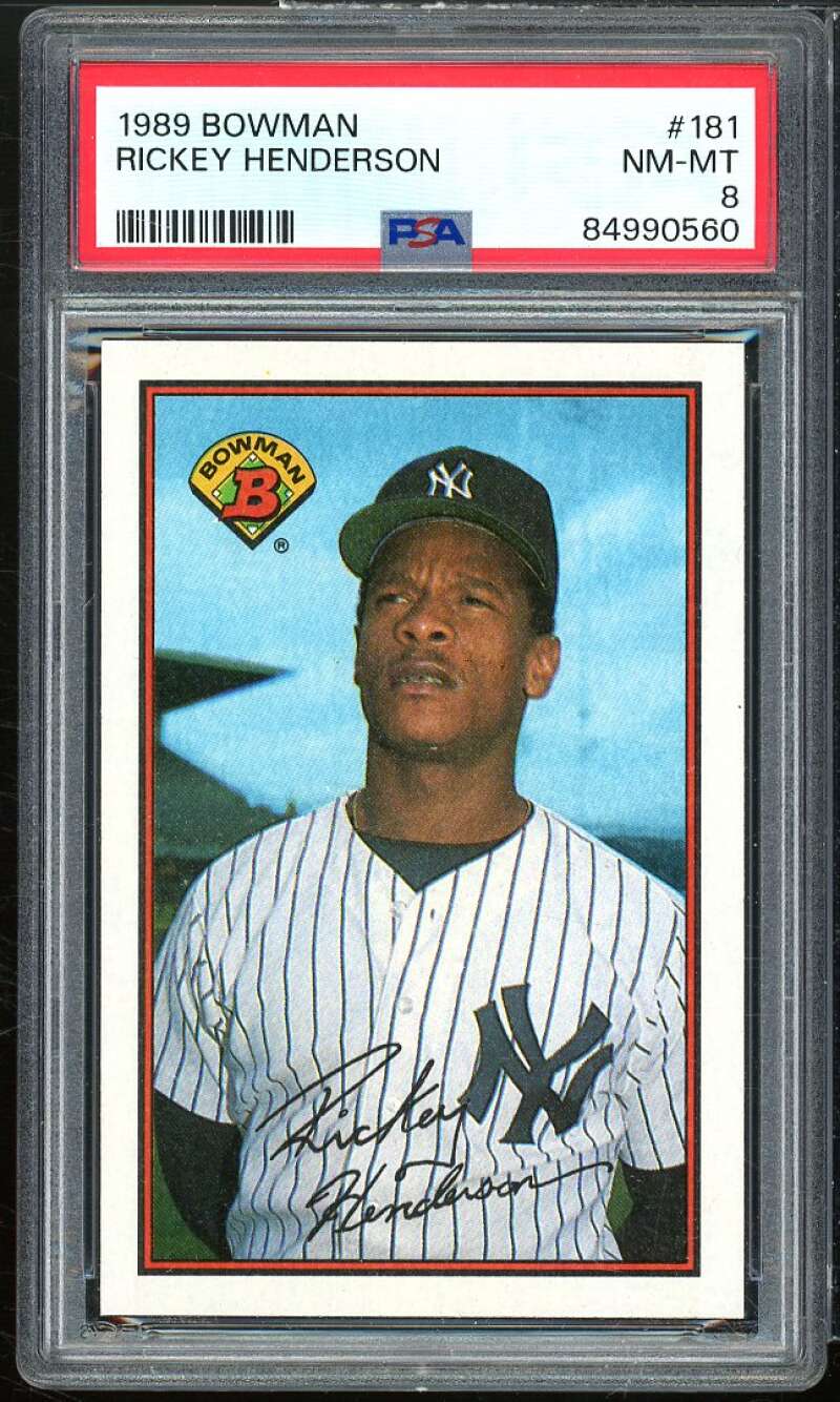 Rickey Henderson Card 1989 Bowman #181 PSA 8 Image 1