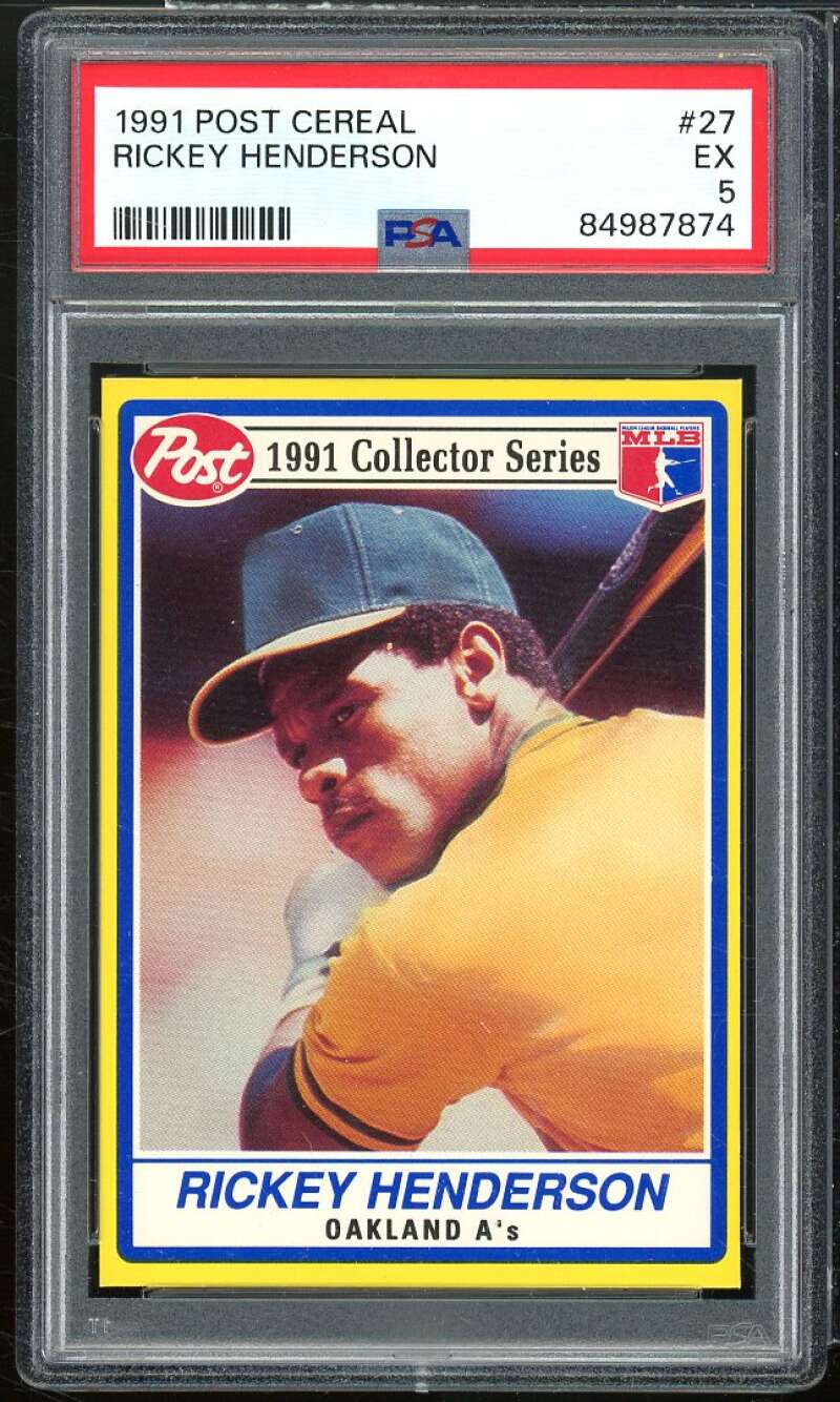 Rickey Henderson Card 1991 Post Cereal #27 PSA 5 Image 1