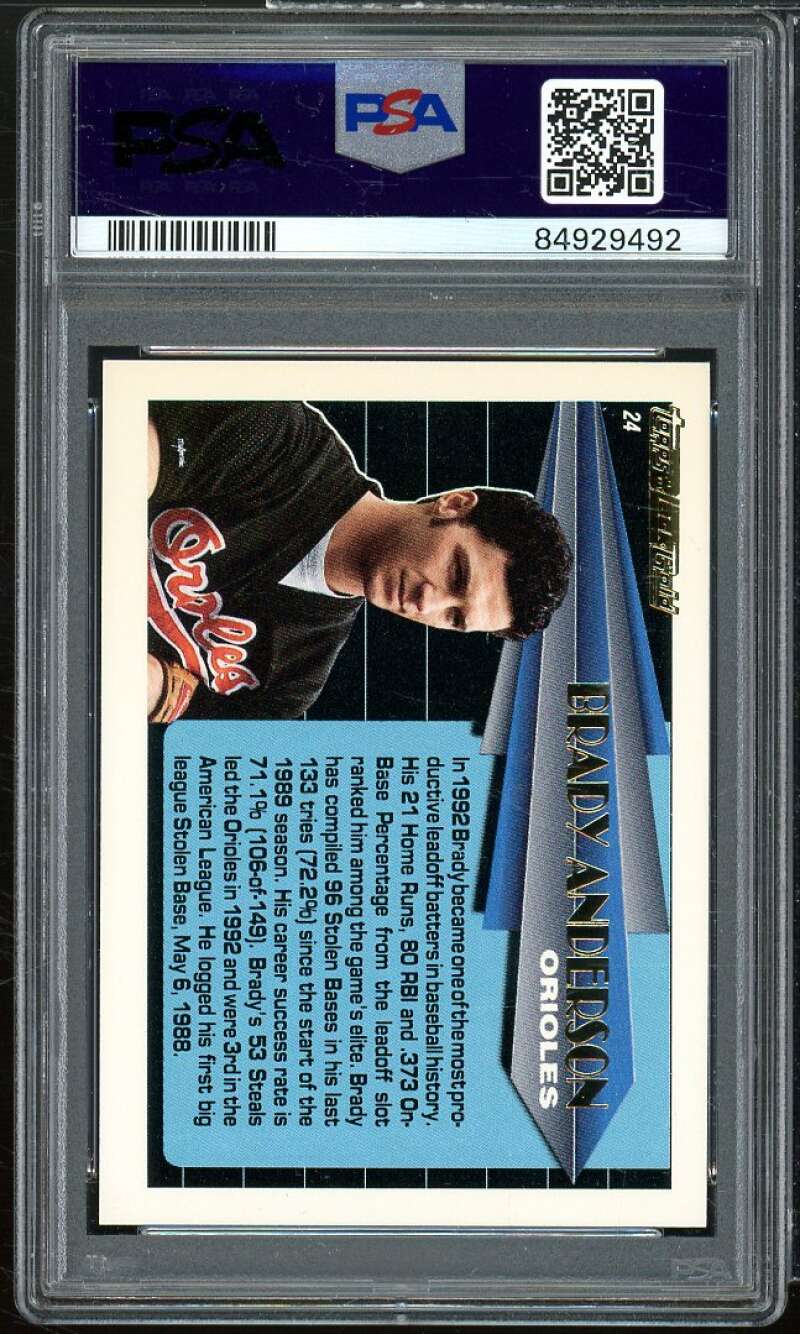 Brady Anderson Card 1993 Topps Black Gold #24 PSA 8 Image 2