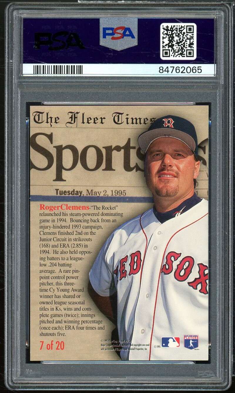 Roger Clemens Card 1995 Fleer Update Headliners #7 PSA 7 Image 2