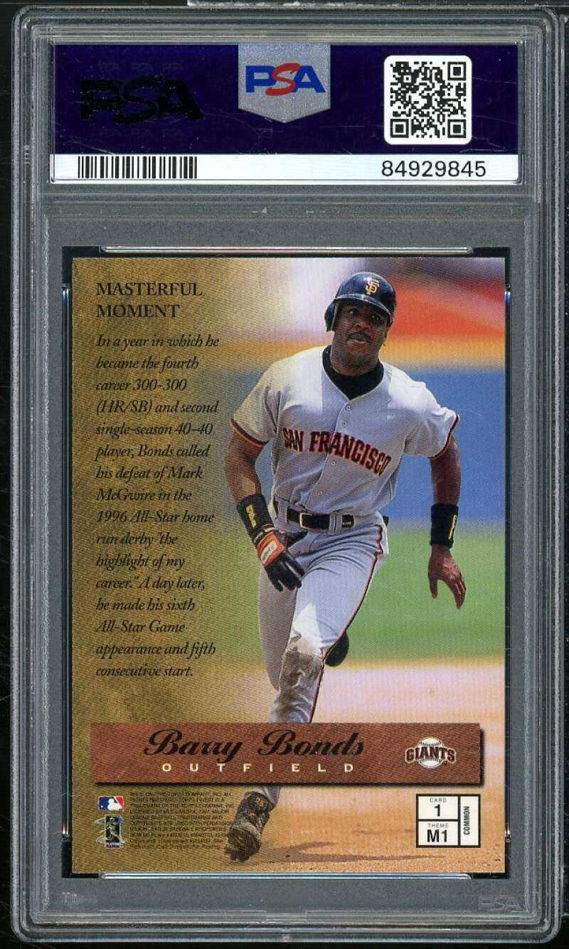 Barry Bonds Card 1997 Finest #1 PSA 8 Image 2