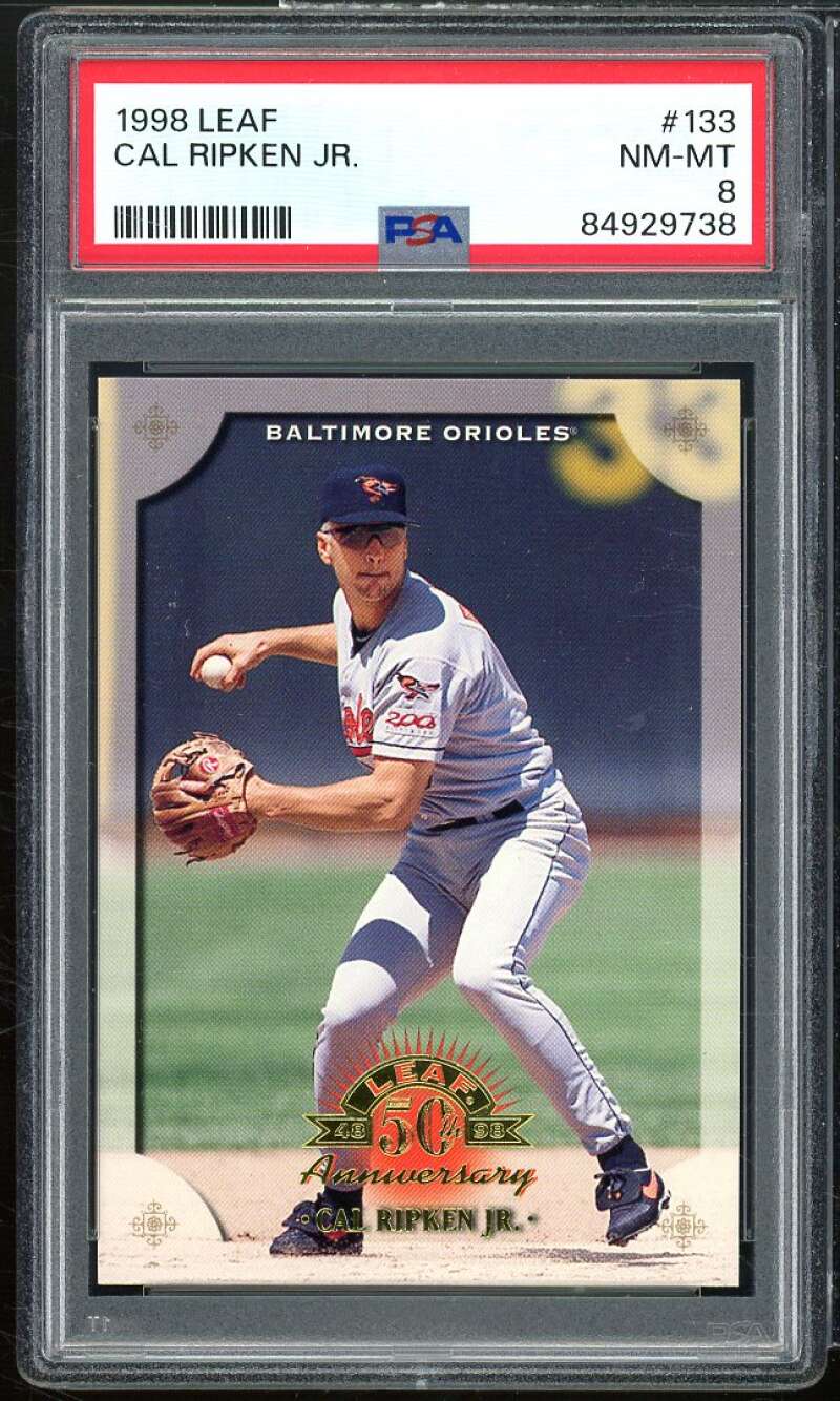 Cal Ripken Jr. Card 1998 Leaf #133 PSA 8 Image 1