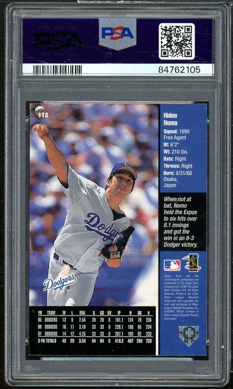 Hideo Nomo Card 1998 Upper Deck #118 PSA 8 Image 2