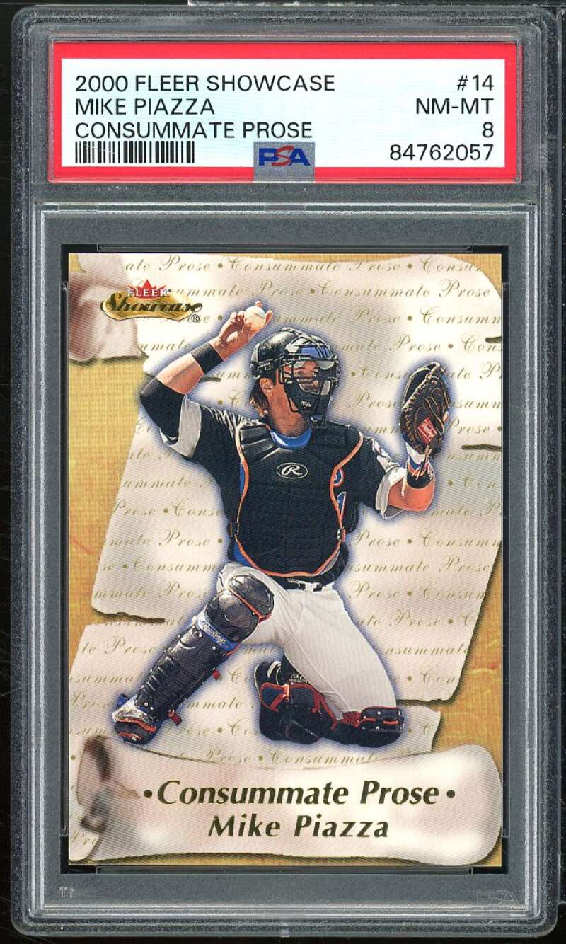 Mike Piazza Card 2000 Fleer Showcase Consummate Prose #14 PSA 8 Image 1