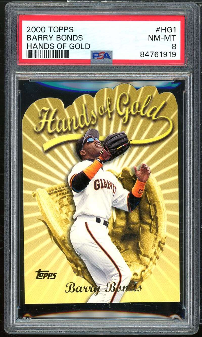 Barry Bonds Card 2000 Topps Hands of Gold #HG1 PSA 8 Image 1