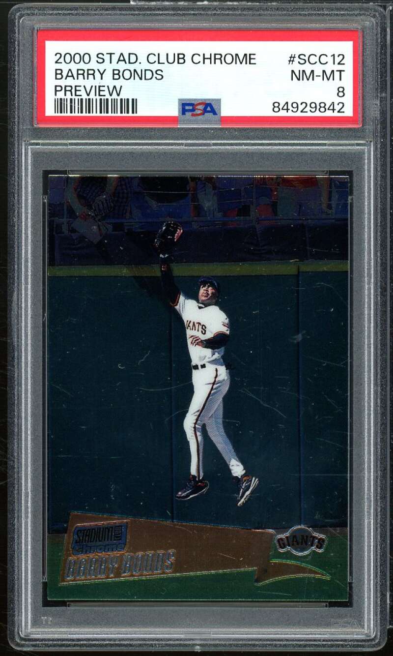 Barry Bonds Card 2000 Stadium Club Chrome Preview #SCC12 PSA 8 Image 1