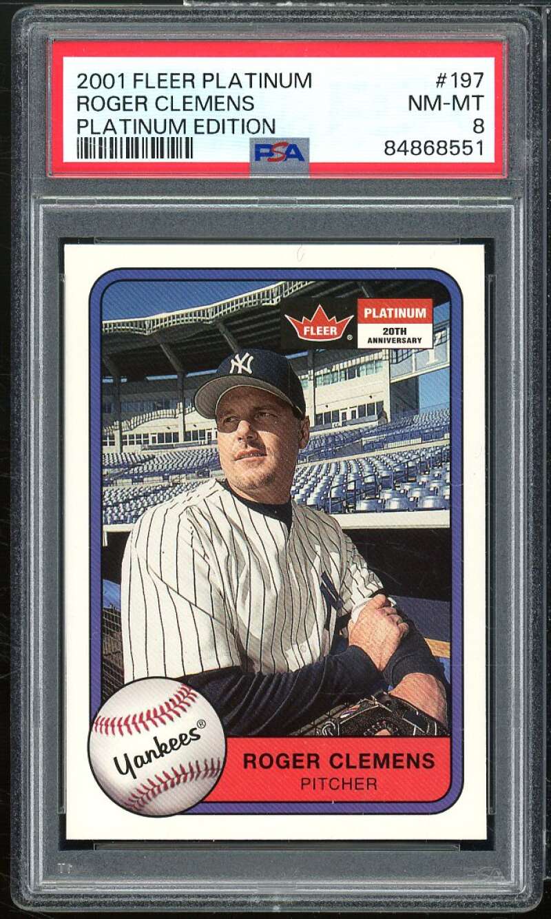 Roger Clemens Card 2001 Fleer Platinum Edition #197 PSA 8 Image 1