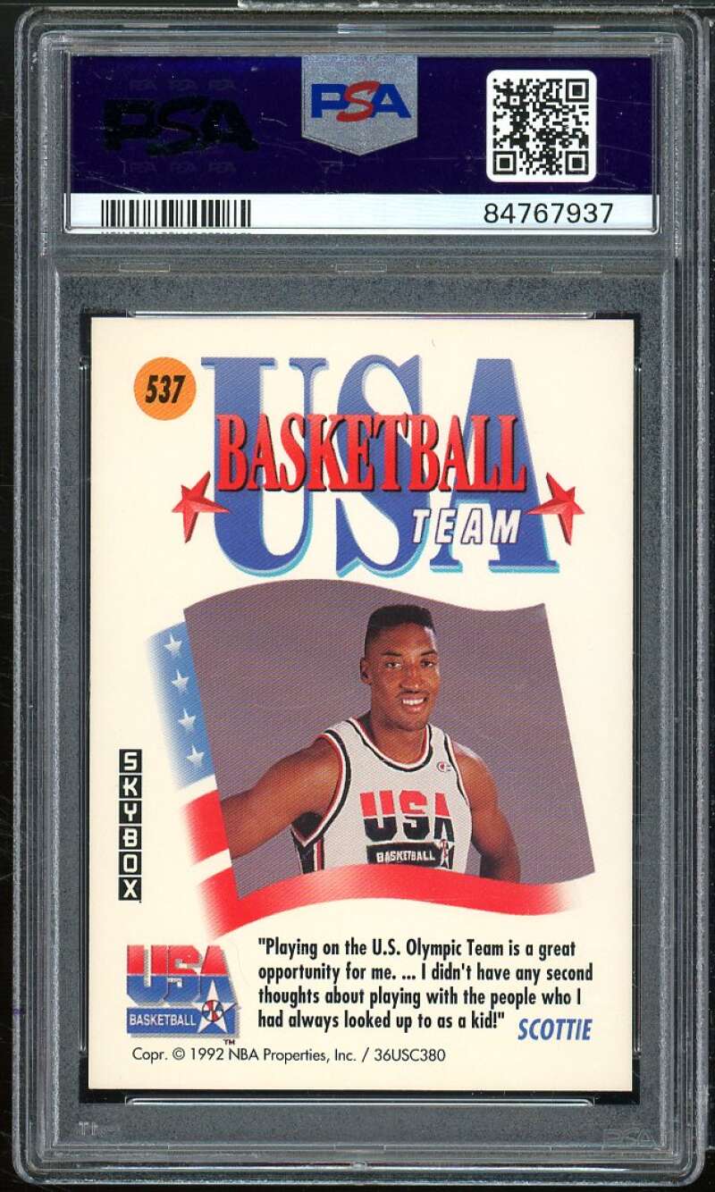 Scottie Pippen Card 1991-92 SkyBox #537 PSA 8 Image 2