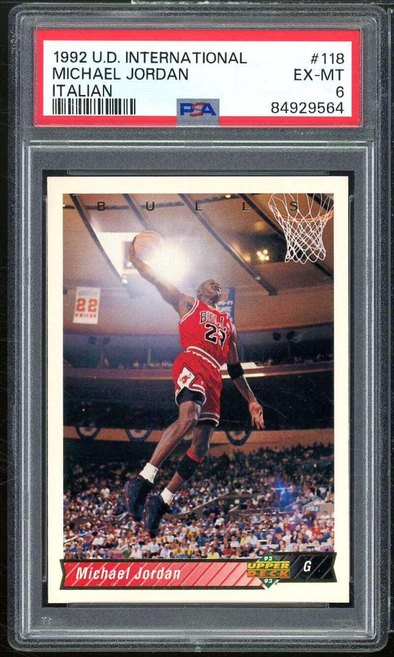 Michael Jordan Card 1992-93 U.D. International Italian #118 PSA 6 Image 1