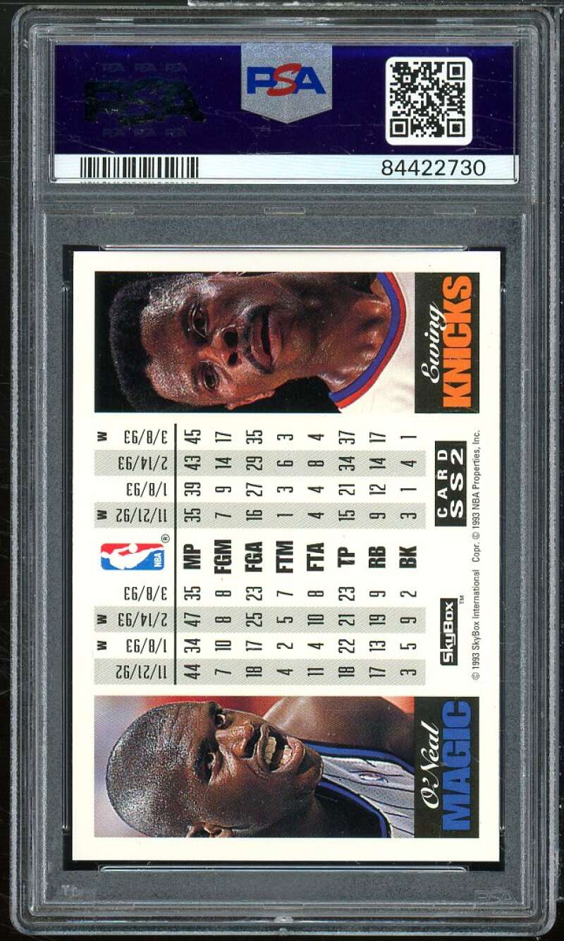 Ewing / Shaquille O'neal Card 1993-94 Skybox Premium Showdown Series #ss2 PSA 8 Image 2