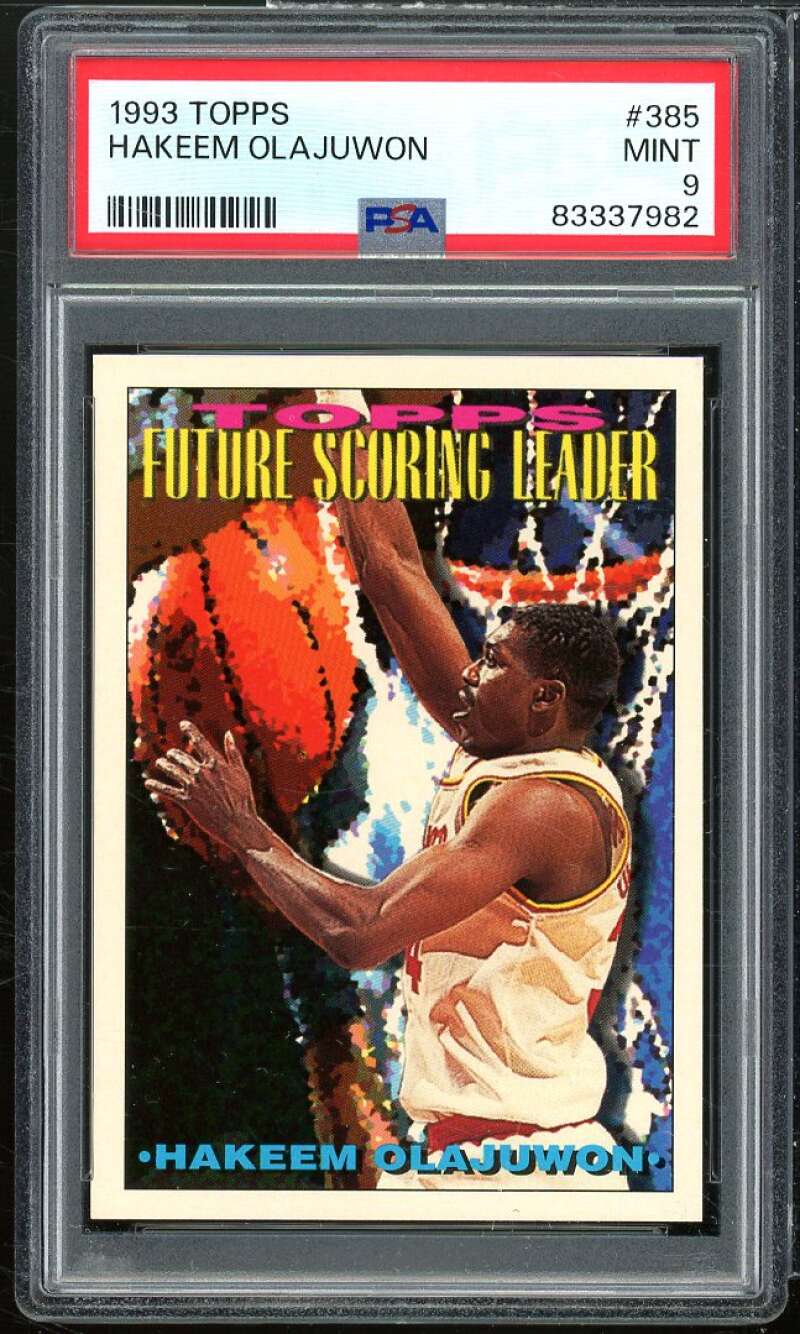 Akeem Olajuwon Card 1993-94 Topps #385 PSA 9 Image 1