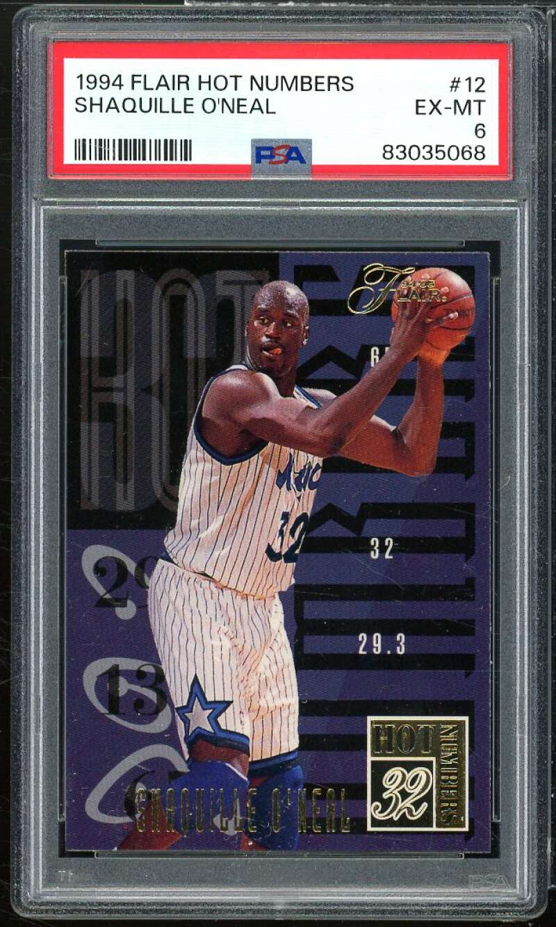 Shaquille O'Neal Card 1994-95 Flair Hot Numbers #12 PSA 6 Image 1