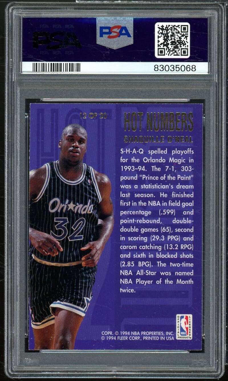 Shaquille O'Neal Card 1994-95 Flair Hot Numbers #12 PSA 6 Image 2