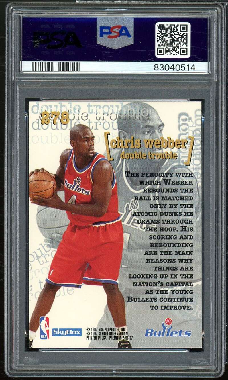 Chris Webber Card 1996-97 Skybox Premium #278 PSA 8 Image 2