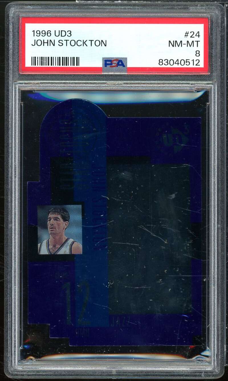 John Stockton Card 1996-97 UD3 #24 PSA 8 Image 1