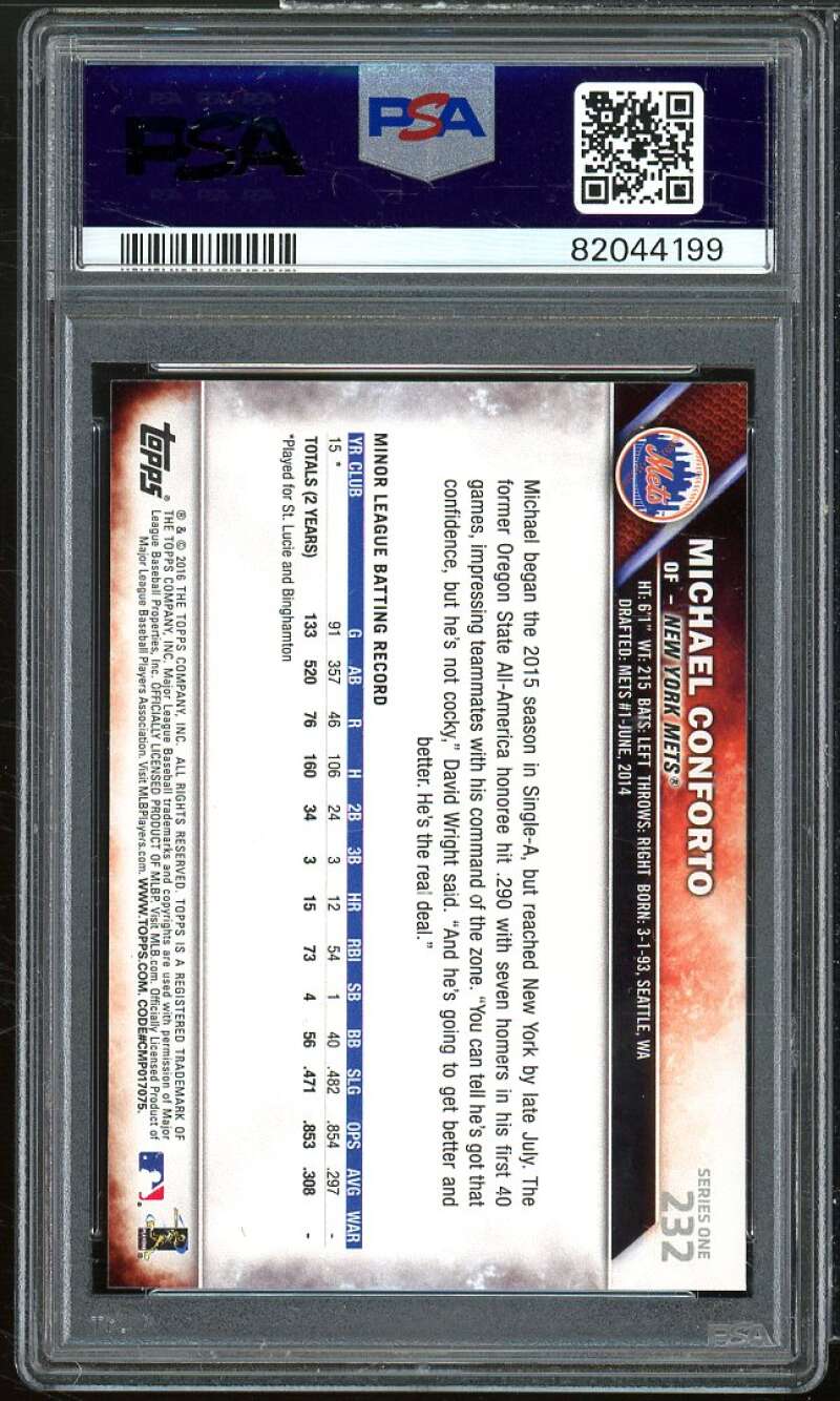 Michael Conforto Rookie Card 2016 Topps #232 PSA 10 Image 2