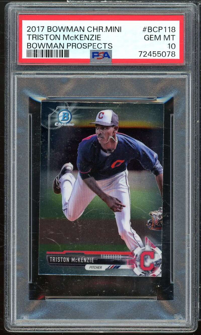 Triston McKenzie Rookie Card 2017 Bowman Chrome Mini Prospects #BCP118 PSA 10 Image 1