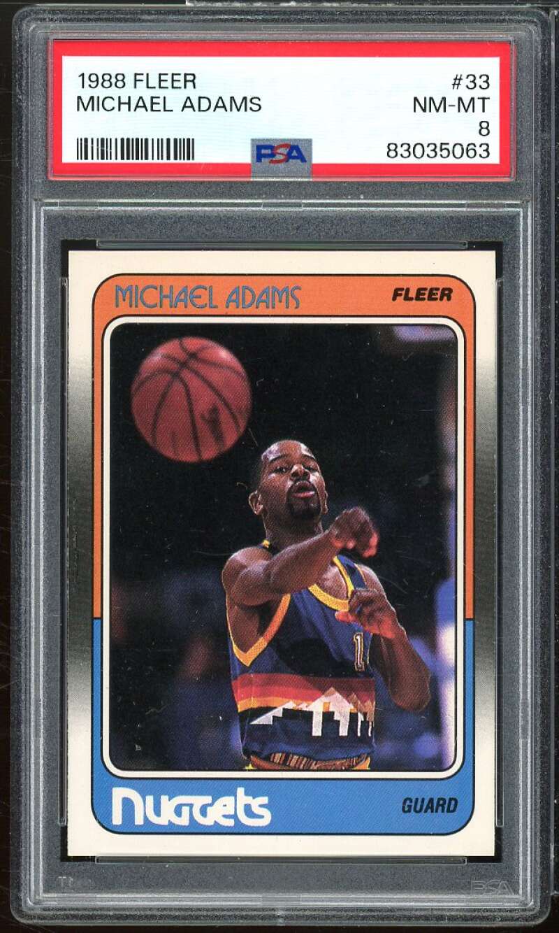 Michael Adams Rookie Card 1988-89 Fleer #33 PSA 8 Image 1