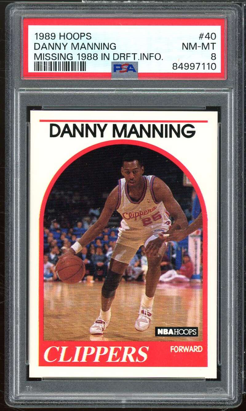 Danny Manning Rookie Card 1989-90 Hoops #40 PSA 8 Image 1