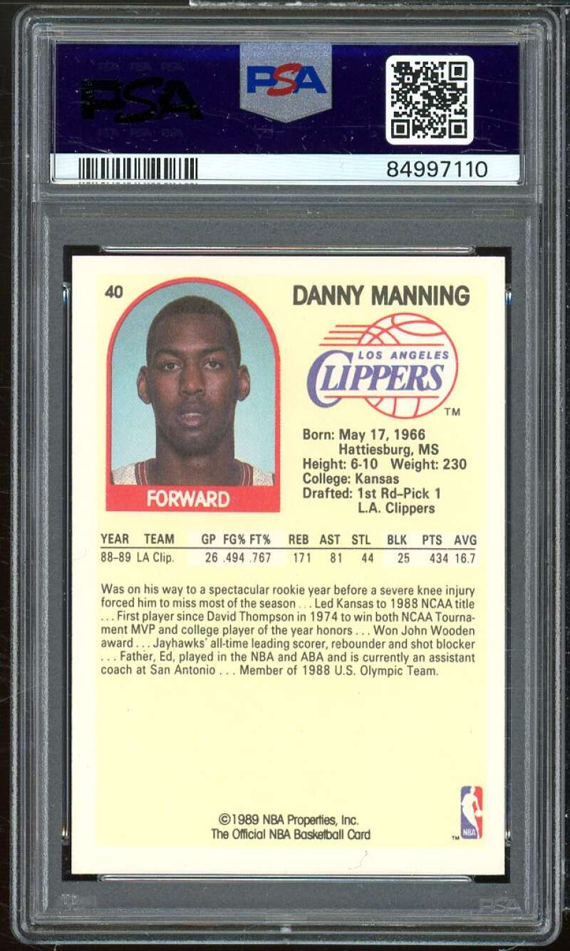 Danny Manning Rookie Card 1989-90 Hoops #40 PSA 8 Image 2