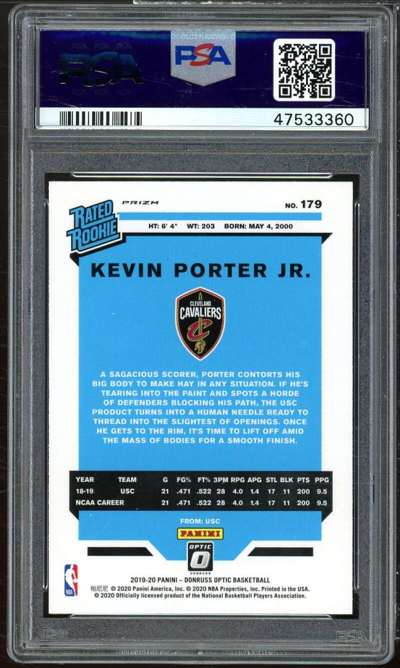 Kevin Porter Jr. Rookie Card 2019-20 Panini Donruss Optic Holo #179 PSA 10 Image 2