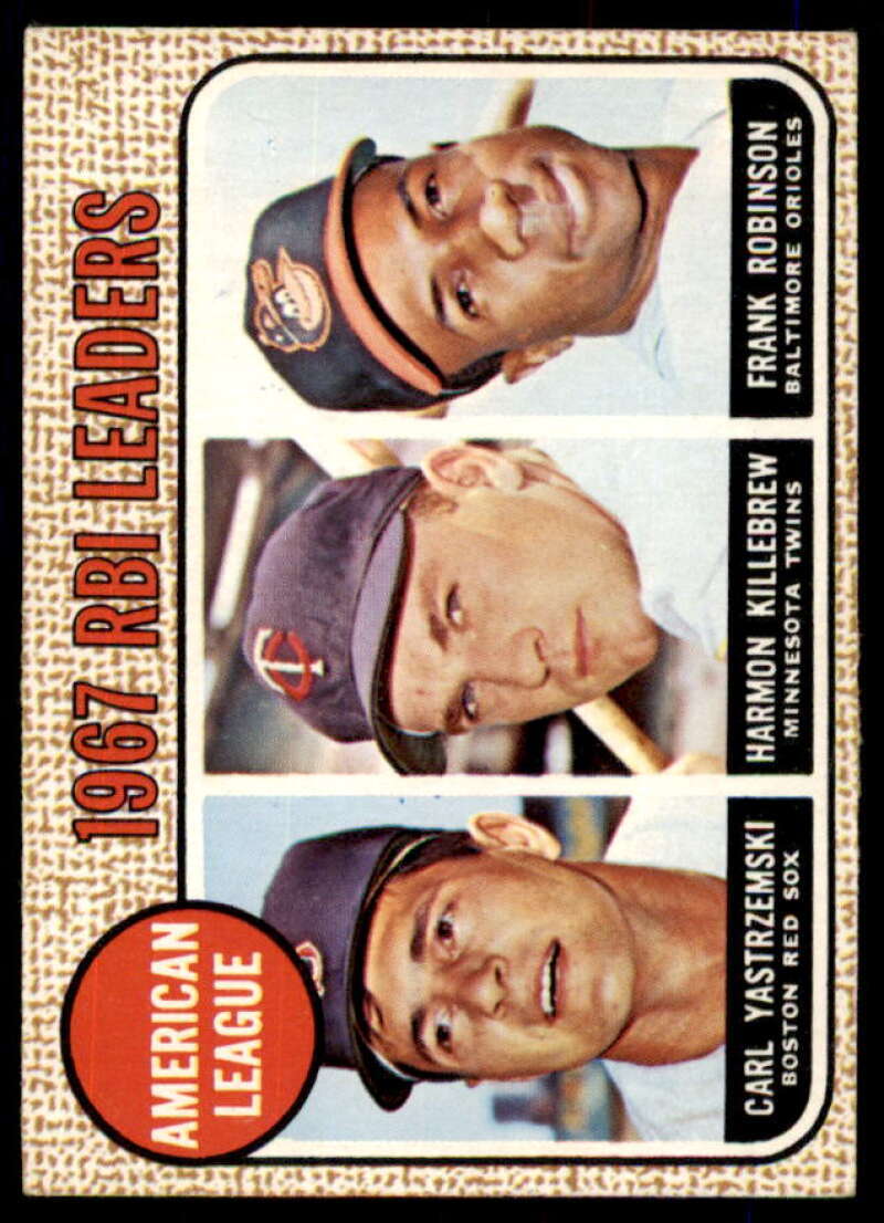 AL RBI Leaders/Carl Yastrzemski/Harmon Killebrew/Frank Robinson 1968 Topps #4  Image 1