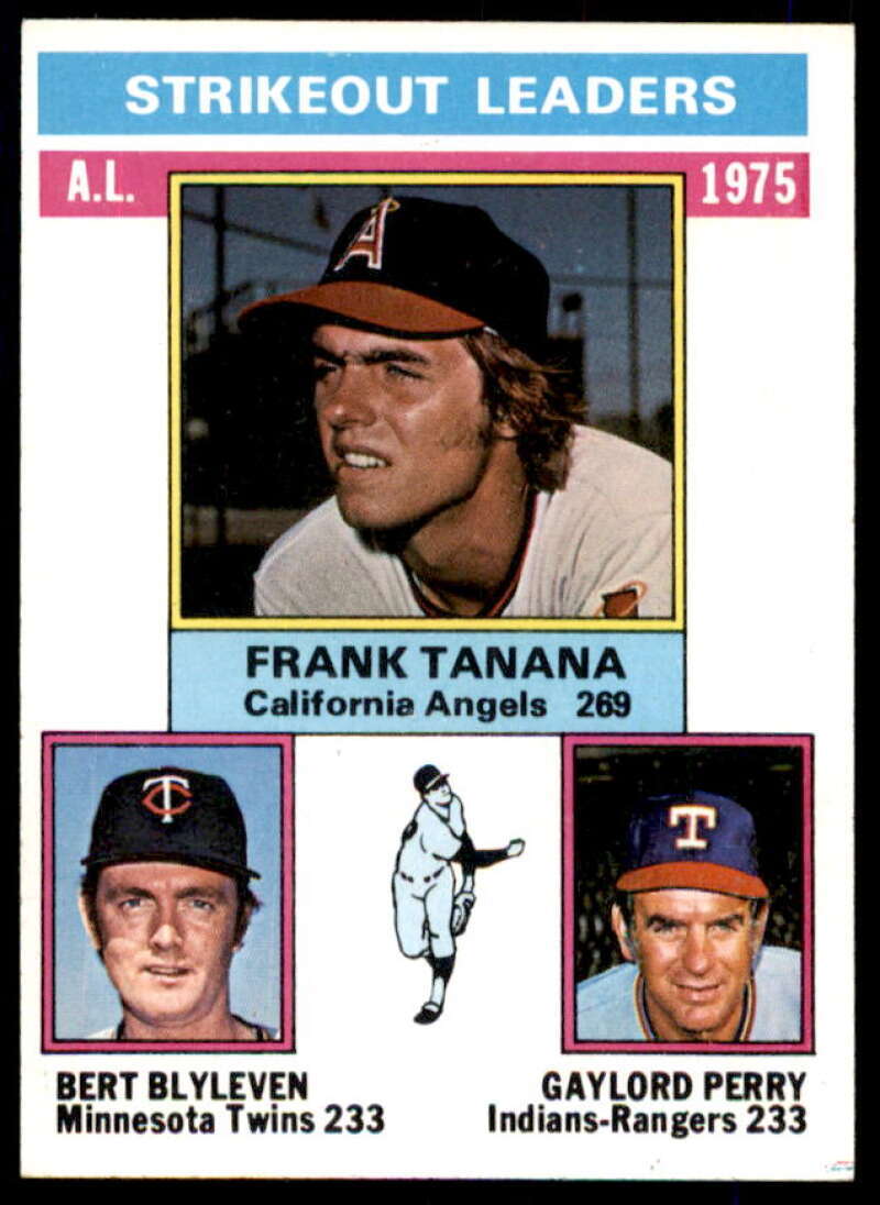 AL Strikeout Leaders/Frank Tanana/Bert Blyleven/Gaylord Perry 1976 Topps #204  Image 1