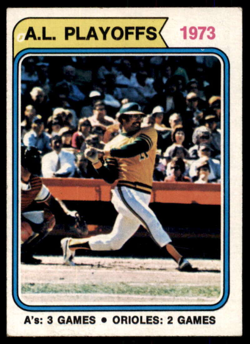 AL Playoffs/Reggie Jackson Card 1974 Topps #470  Image 1