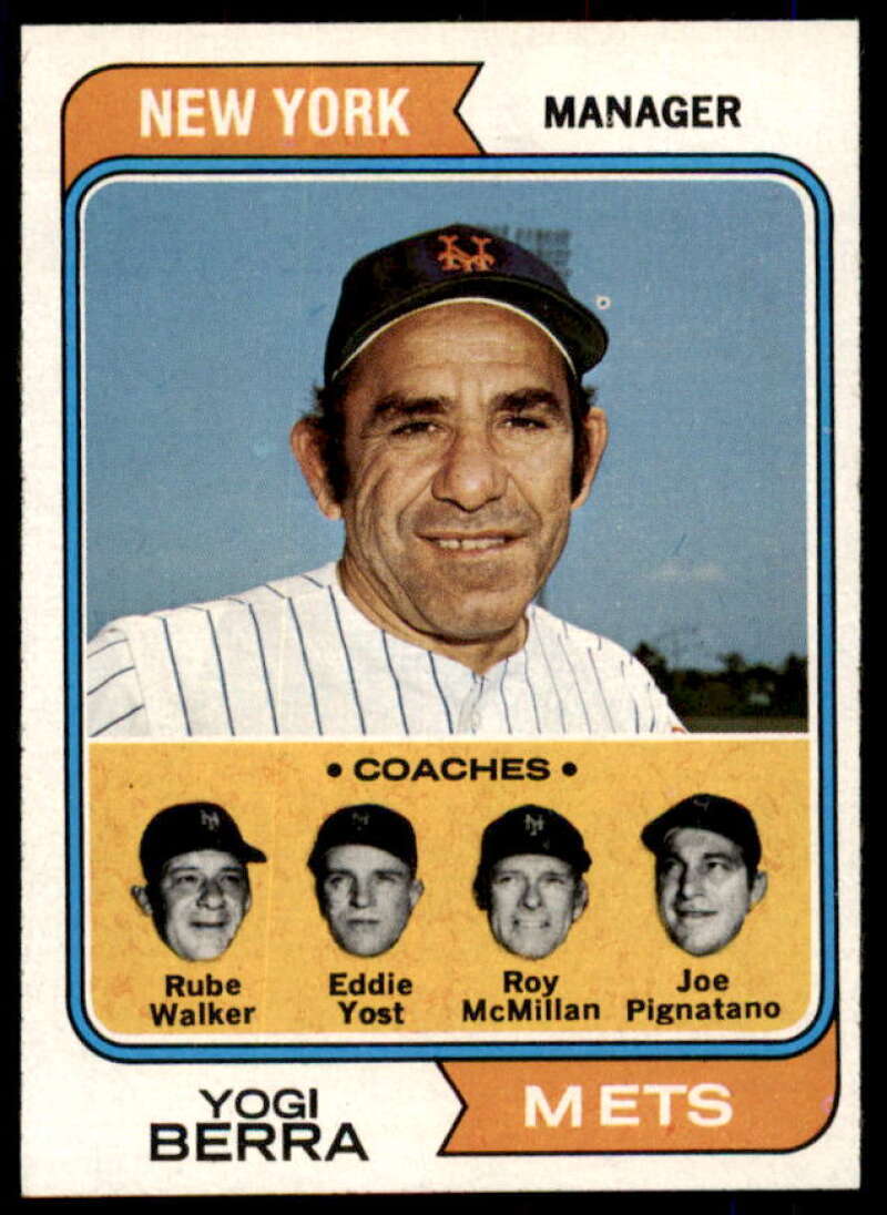 Yogi Berra MG/Rube Walker CO/Yost CO/McMillan CO/Pignatano CO 1974 Topps #179  Image 1