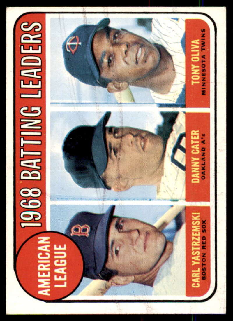 AL Batting Leaders/Carl Yastrzemski/Danny Cater/Tony Oliva Card 1969 Topps #1  Image 1