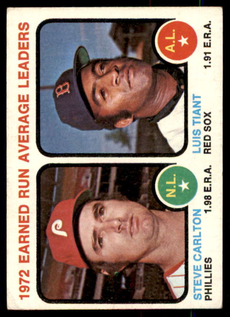 ERA Leaders/Steve Carlton/Luis Tiant Card 1973 Topps #65  Image 1