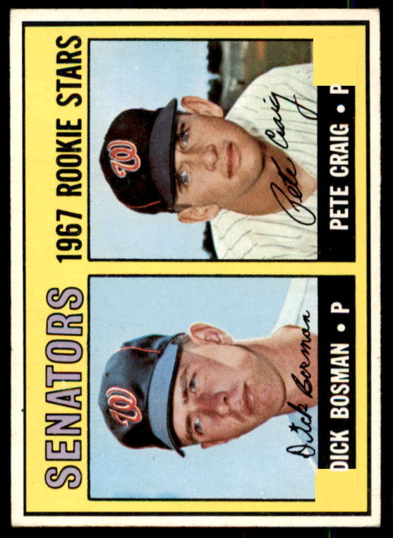 Rookie Stars/Dick Bosman RC/Pete Craig Card 1967 Topps #459  Image 1