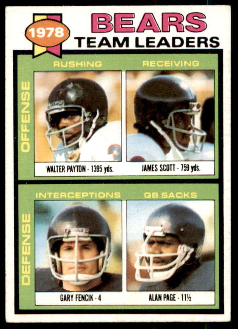 Chicago Bears TL/ Payton/Scott/Fencik/Page 1979 Topps Cream Colored Back #132  Image 1