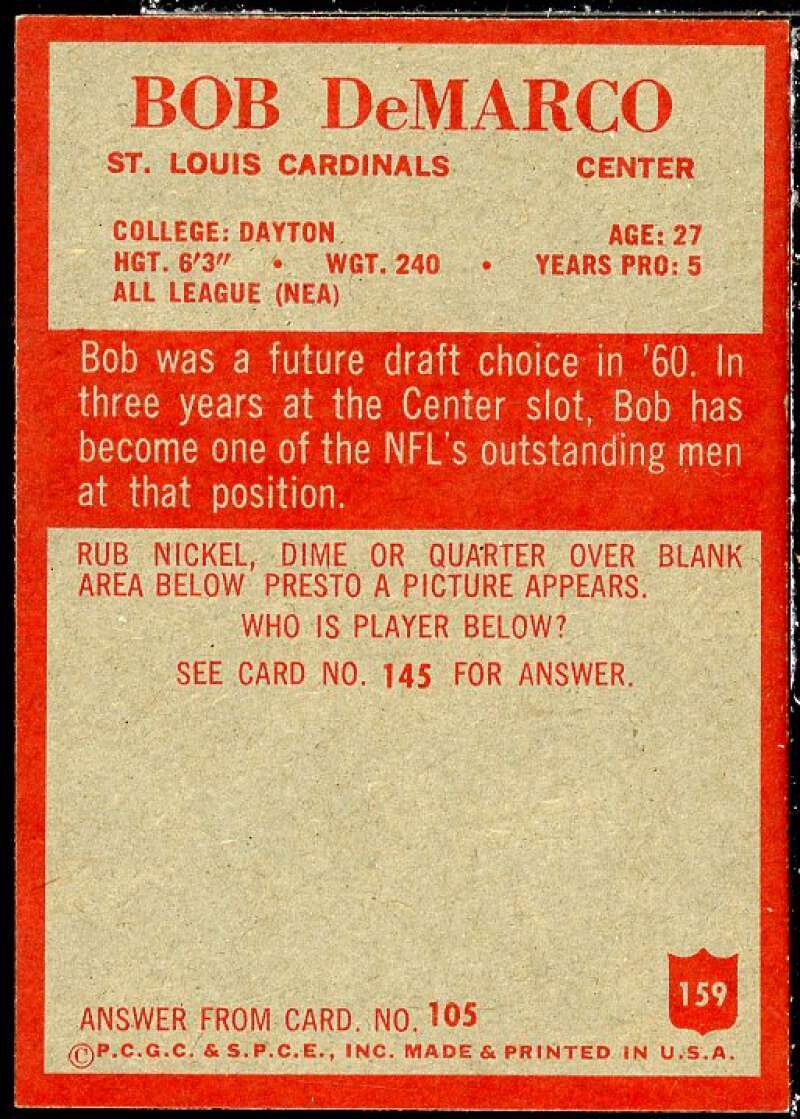 Bob DeMarco Card 1965 Philadelphia #159  Image 2