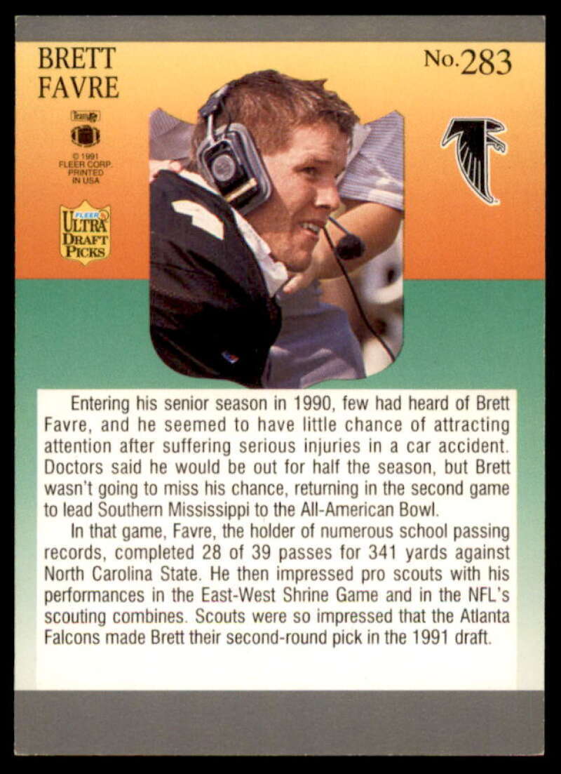 Brett Favre RC Card 1991 Ultra #283  Image 2