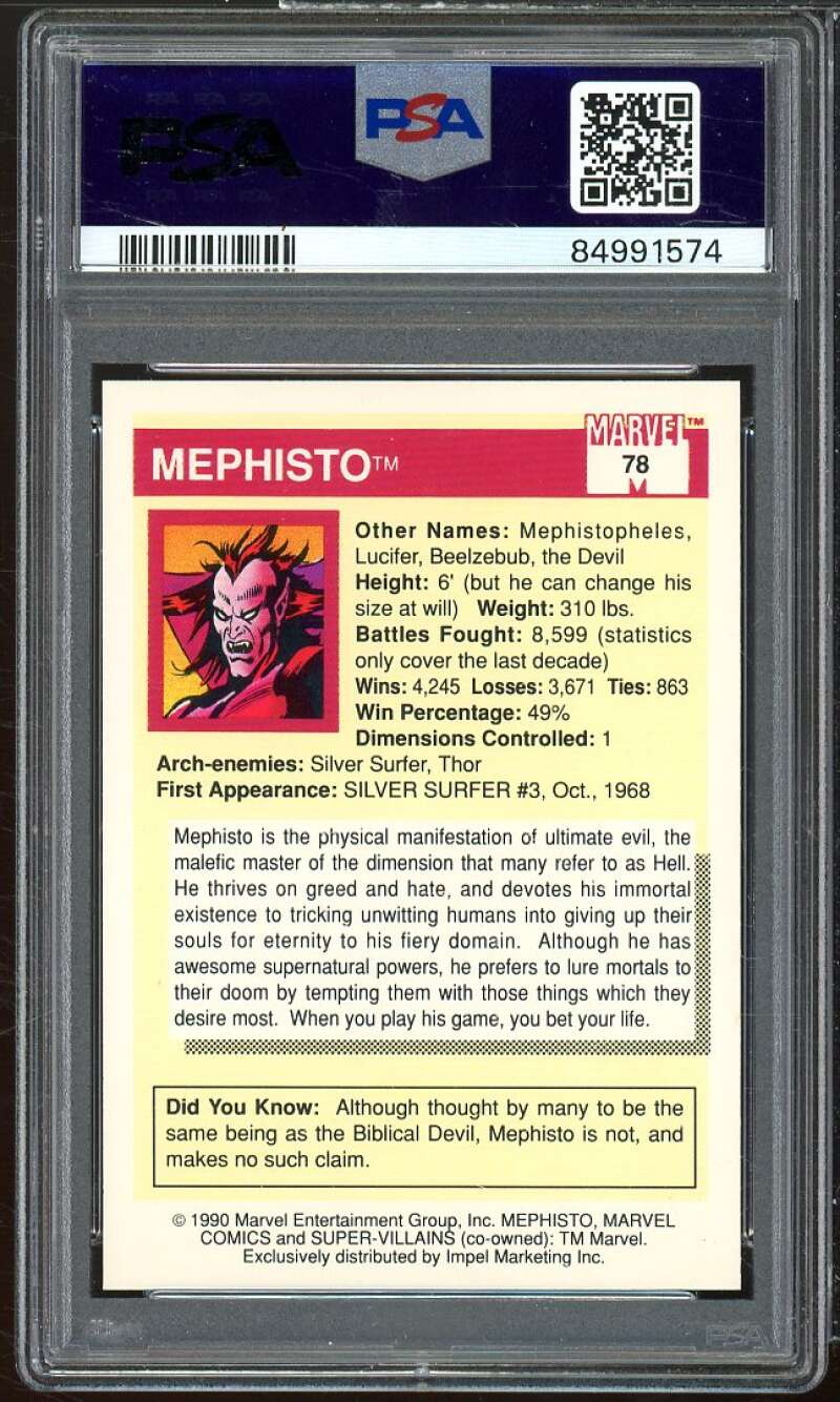 Mephisto Card 1990 Marvel Universe #78 PSA 9 Image 2