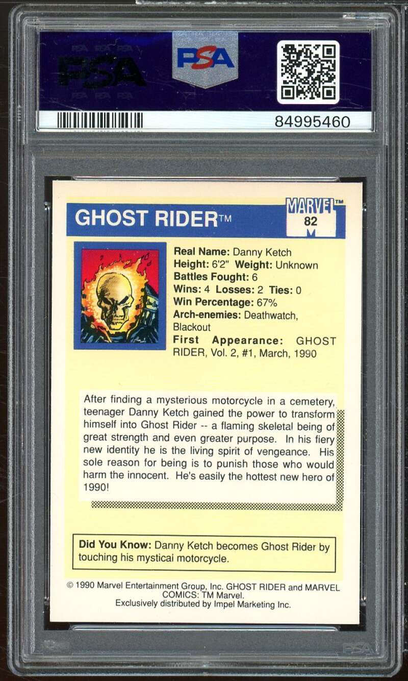 Ghost Rider Card 1990 Marvel Universe #82 PSA 8 Image 2