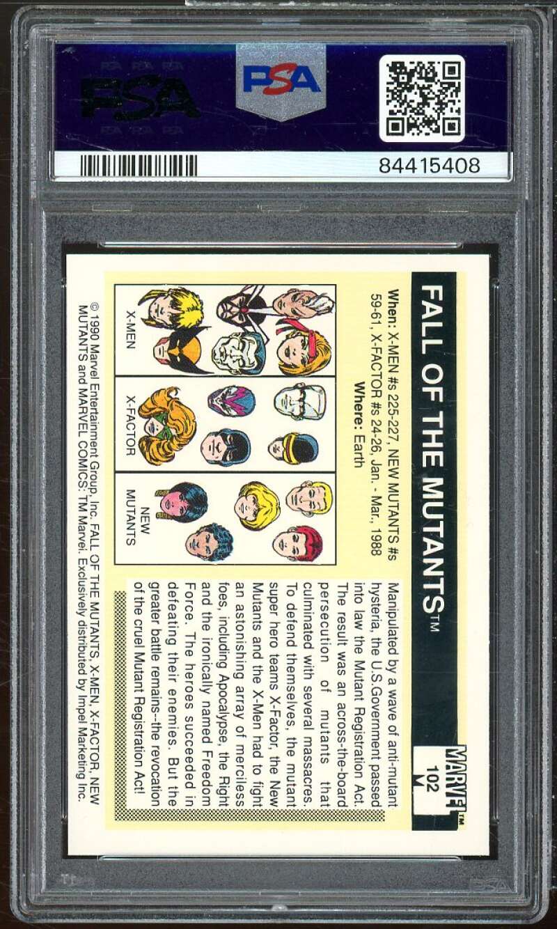 Fall Of The Mutants Card 1990 Marvel Universe #102 PSA 8 Image 2