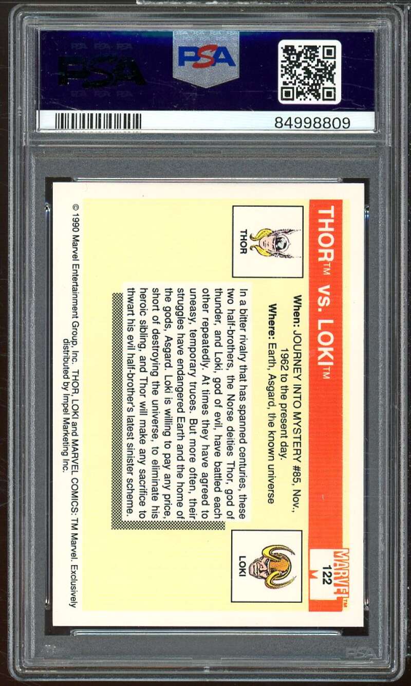 Thor Vs Loki Card 1990 Marvel Universe #122 PSA 8 Image 2